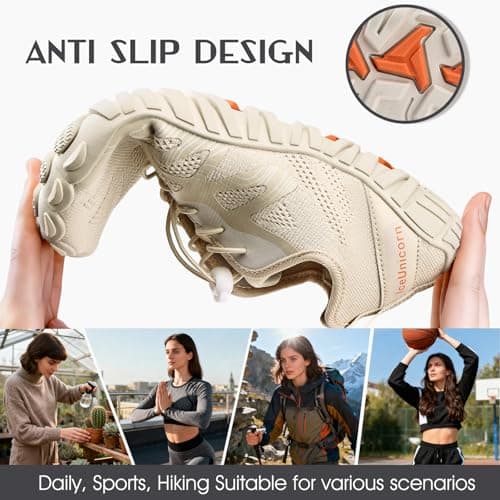 Barefoot Shoes Men Women Water Shoes Wide Lightweight Walking Shoes(New Beige,5UK) — view 6