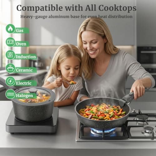 YASHE 20Pcs Nonstick Cookware Set with Detachable Handles, Oven Safe — view 4