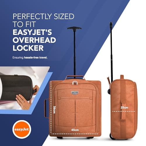 LUGG Cabin Size Lightweight Luggage - Durable 600D Polyester Snowflake Push Up Trolley - Solid Wheels - Easyjet, Ryanair, British Airways - Airway Locker (56x45x25cm) — view 2