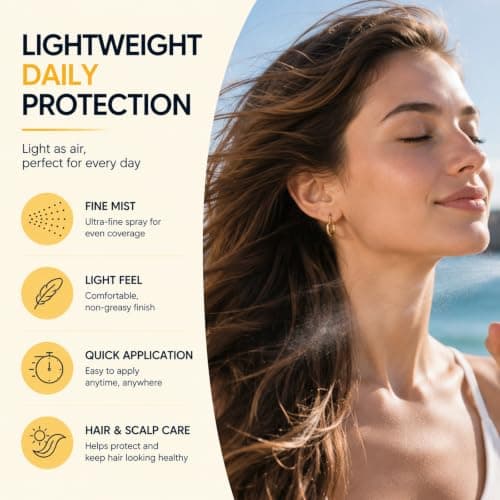 Mineral Scalp Sunscreen, Spray Sunscreen SPF 30, Lightweight Non-Greasy Hair Sun Protection Spray, UV Protection and Prevent Dryness & Color Fade, Suncream For Hiking, Beach, Running, 100ml — view 5