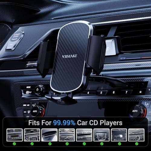 VIIMAKE Car Phone Mount,Universal Clamp CD Slot Car Phone Holder Cradle for iPhone,Samsung and 4-6.8 inch Smartphones — view 4