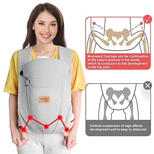 vrbabies Baby Carrier from Newborn, Ice Silk Baby Sling with Adjustable Belt & 3D Breathable Mesh, Face-in and Face-Out Front and Back Carry for Newborns and Older Babies 4-15kg(Light Grey) — view 2