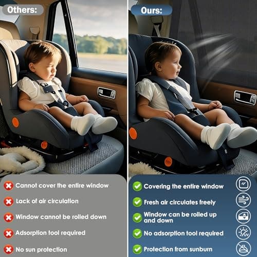 Car Window Shades for Baby, Stretchable Car Side Window Sun Shades 2 Pack — view 3