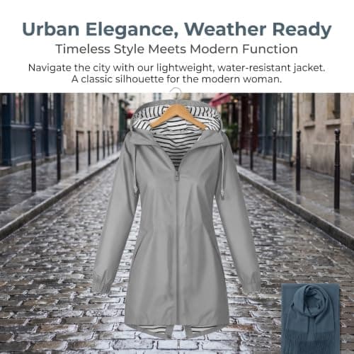 Saxrel Summer Jackets for Women UK Nylon Waterproof Outdoor Rain Jacket - Zip-Up Elastic Cuffs Windbreaker with Side Pockets for Hiking, Camping Rainy Days Daily Commuting — view 5