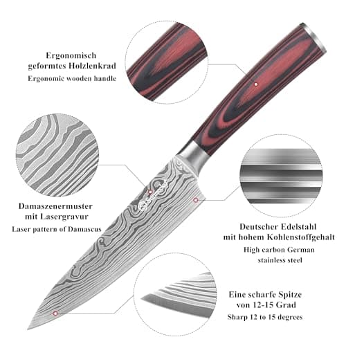 Sunnecko Utility Knife 5.5 Inch, Sharp Paring Knife for Fruit Vegetable — view 3