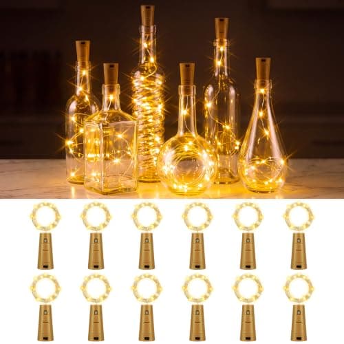 btfarm 12 Pack Bottle Lights with Cork 2M 20 LED Battery Fairy Light