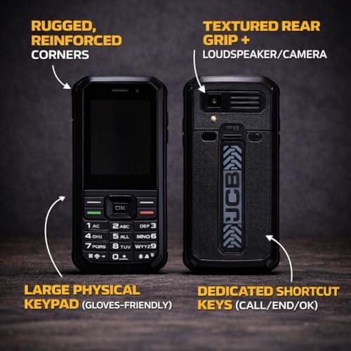 JCB Tradesman 3 4G and WiFi Rugged Feature Phone Waterproof With Whatsapp, Hotspot, Dual-Sim and Bluetooth - Black — view 6