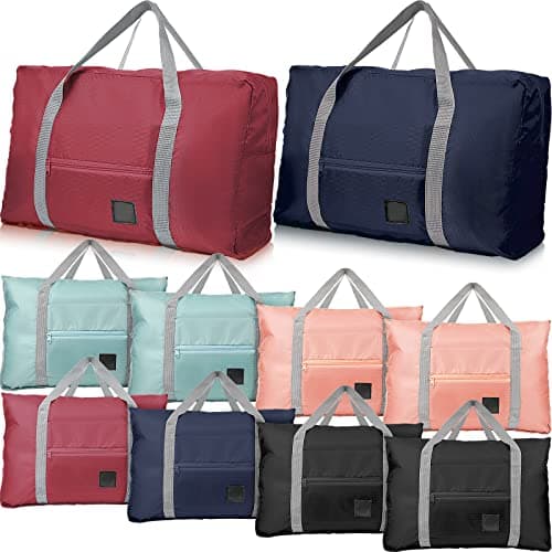 10 Pcs Duffel Bags Bulk Foldable Travel Bags Airlines Carry Bags Women Weekender Overnight Tote Bags Lightweight Luggage Personal Item Gift Bags Sports Gym Bag for Kids Girls Women Men Airport, pink,