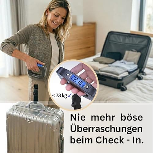 Villageboom Digital Luggage Scales with Practical Strap - Luggage Scales up to 50 kg with Large Display & Tare Function - Includes 2 × AAA Batteries for Long Running Time - Supports Solar Projects in — view 2