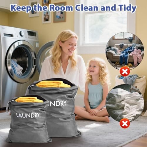 AOOTE Waterproof Travel Laundry Bag, 2 Pack Dirty Clothes Organizer with Zipper, 2 Sizes Foldable Dirty Clothes Storage Bag, Wet Bags for Travel, Swimming, Gym, Beach, Pool, Workout, Yoga, Dark grey — view 5