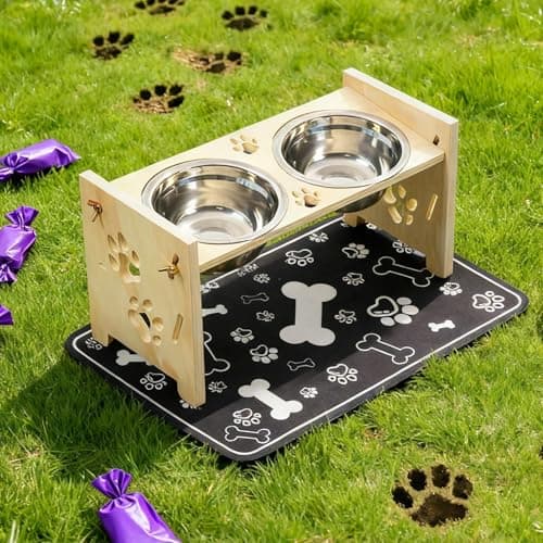 Dog Bowls Elevated Raised Wood Adjustable Feeding Station — view 4