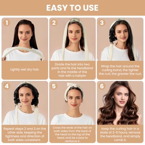 BUTBU Heatless Curlers Headband, 5PCS No Heat Hair-Curlers and Rollers — view 6