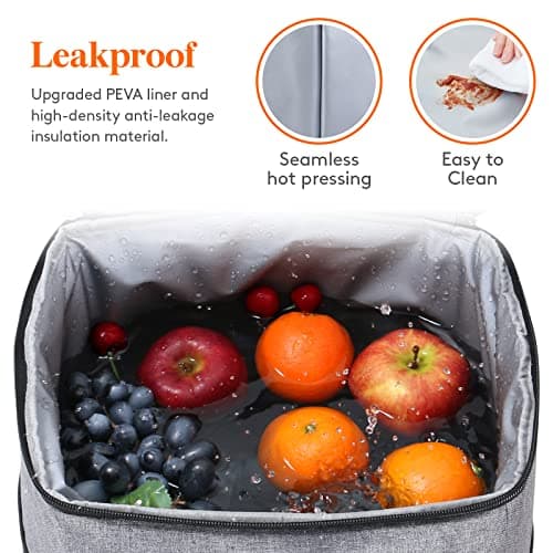 Lifewit 21L 30-Can Soft Cooler Backpack Bag with Hard Liner, Large Insulated Picnic Lunch Box Soft-Sided for Camping/BBQ/Family Outdoor Activities, Grey — view 3
