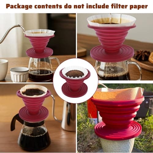 Larrel Pour Over Coffee Maker Portable Coffee Maker Foldable Reusable Pour Over Coffees Dripper Travel Camping Coffees Makers Manual Silicone Filter for Backpacking Camping Hiking Home Office — view 6