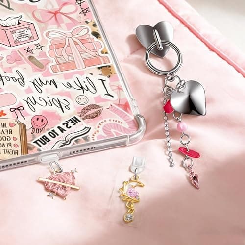 LUKDNEEY 6 Pcs Inserts for E-Reader Clear Case, 2 Pcs Dust Plug Charms and 1 Keychain Charm — view 4
