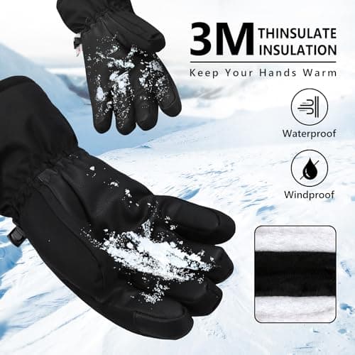 Odtmger Ski Gloves,Snow Gloves Waterproof Winter Warm Cold Weather Touchscreen Gloves for Parent& Child Kids Skiing,Snowboarding — view 3