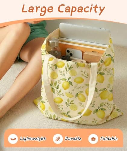 Lemon Canvas Tote Bag Women - Ladies Polyester over the Shoulder Bag Girl — view 6