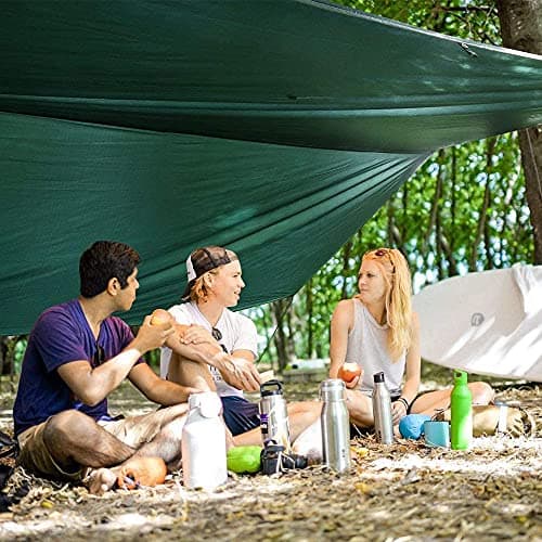 Bessport Tent Tarp, Camping Tent Tarp 3m x 3m/3m x 4m Waterproof PU3000 mm for hammock, tarp with eyelets & 6 aluminium stakes & 8 nylon ropes, anti-UV Suitable for camping, picnic, hammock — view 6