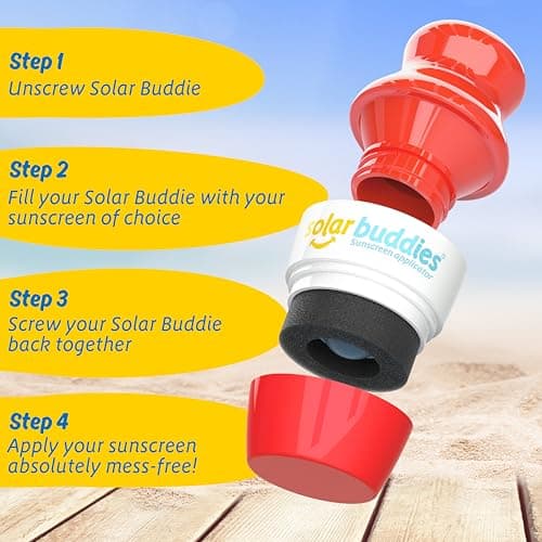 Solar Buddies Sunscreen Applicator - Single Red - Refillable Roll on Sponge Sunscreen, Suncream & Lotion Applicator For Kids, Adults & Families - Holds 3.4fl oz, Perfect Size for Travel — view 4