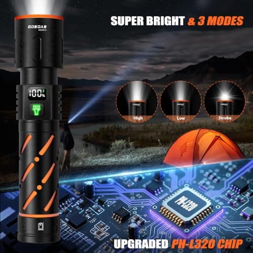 Rechargeable Torch LED Super Bright 1000000 Lumens Long Lasting 12H 3-Mode — view 2