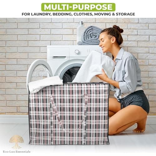 2PCS Laundry Bags, Large Strong Durable Storage Bags for Moving House Shopping and Laundry, Jumbo Reusable Zip Bag Storage Bags, 60x45x20Cmx120,M — view 6