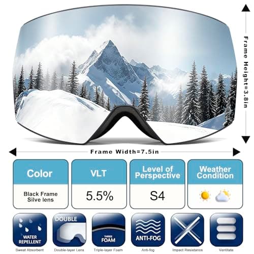FMY OTG Ski Goggles,Snowboard Goggles for Men,Women & Youth Anti Fog — view 3