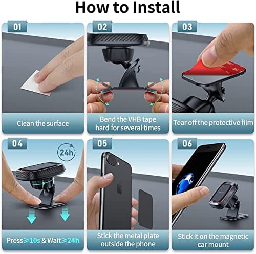 APPS2Car Magnetic Phone Mount, 360° Dashboard Holder, Universal Car Phone Magnet Compatible With iPhone 11 Pro XS Max X 8 Samsung Oneplus — view 6