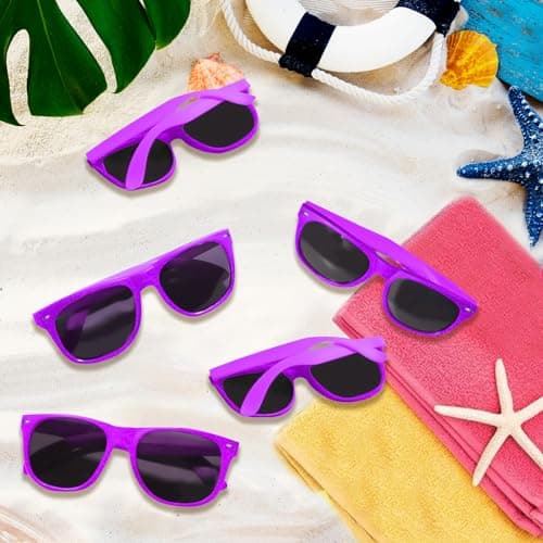BOUBONI Colorful Party Sunglasses Bulk 20 Packs for Wedding Beach Summer Pool Party Supplies Goodie Bags Stuffers (Purple, Millimetres, 145) — view 4