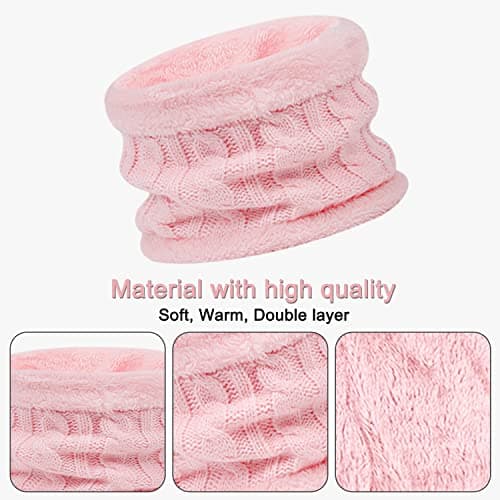 Kids Winter Beanie Hat Scarf Gloves Set 3 in1, 3Pcs Knit Warm Toddler Winter Cap Gloves Neck Warmer for Boys Girls 1-6 Year, Winter Accessories Sets for Children Outdoor Sports (Pink) — view 4