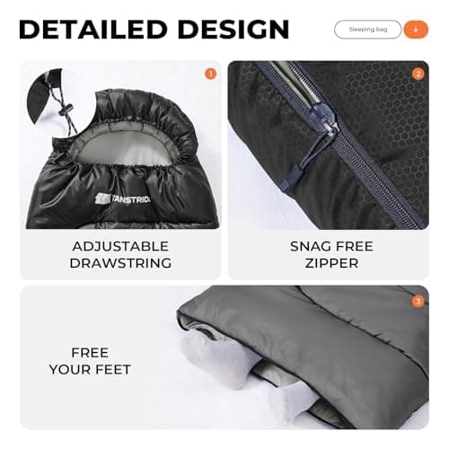 TANSTRIDER Sleeping Bags for Adults Warm Weather, Compact Lightweight Backpacking Sleeping Bag with Compression Sack for Youth, Camping Essentials Gear for Hiking Travel Climbing Outdoor & Indoor Use — view 3