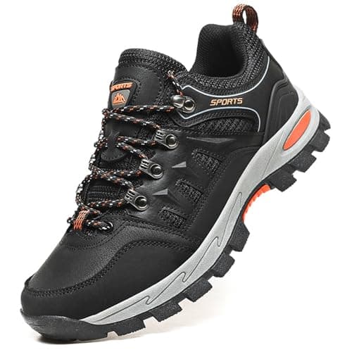 Topwolve Hiking Boots Men's Women's Waterproof Walking Shoes Low Rise Trekking Climbing Shoes Outdoor Backpacking Camping Trails Shoes,Black,6 UK