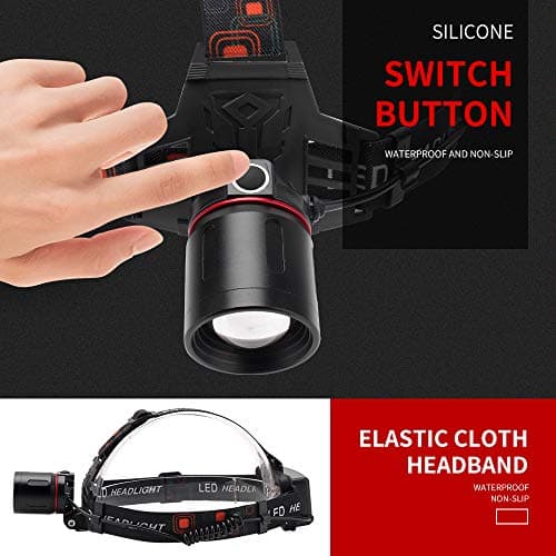 WESLITE Head Torch Red Light, Red LED Hunting Headlamp USB Rechargeable Super Bright Head Light with Red Filter Zoomable for Hunting, Night Photography, Astronomy, Stargazing, Night Vision — view 3