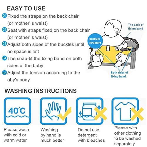 Lychee Baby Dining Chair Safety Seats with Straps, Toddler High Chair Harness Belt, Portable Feeding Booster Seat Strap for Travel/Home/Restaurants/Shopping (Black) — view 6