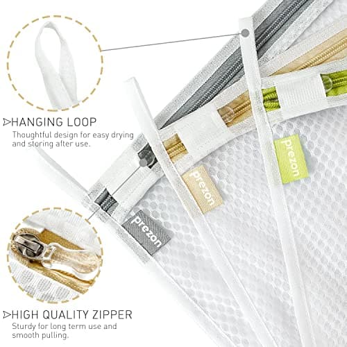 Prezon Mesh Laundry Bags, Washing Machine Wash Bags, Reusable and Durable Mesh Wash Bags for Delicates Blouse, Hosiery, Underwear, Bra, Lingerie Baby Clothes - 3M — view 3