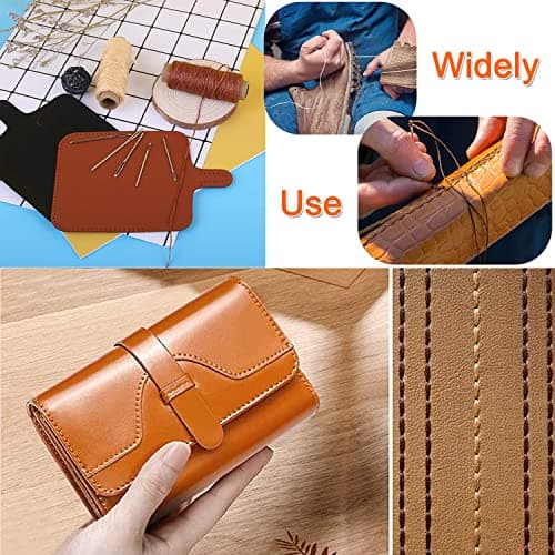 IVODEELA 29 Pcs Leather Sewing Kit, Leather Tool Kit with Needles, Waxed Thread, Thimble, Awl and Storage Bag, Blue — view 6