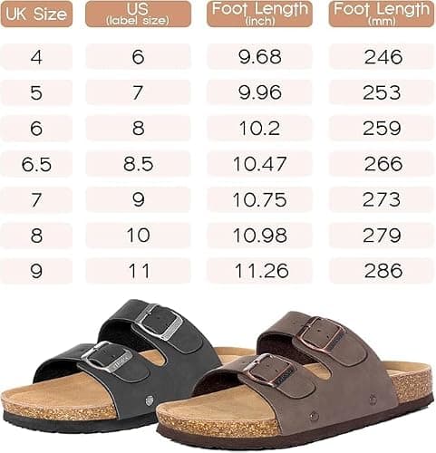 FITORY Women's Flat Sandals, Cork Footbed Slides Suede Brown Size 6 — view 6