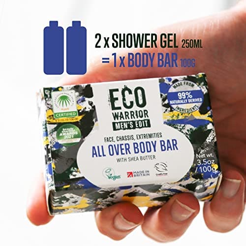 Eco Warrior Men's All Over Body Soap Bar, Shea Butter, Natural, 100g — view 3