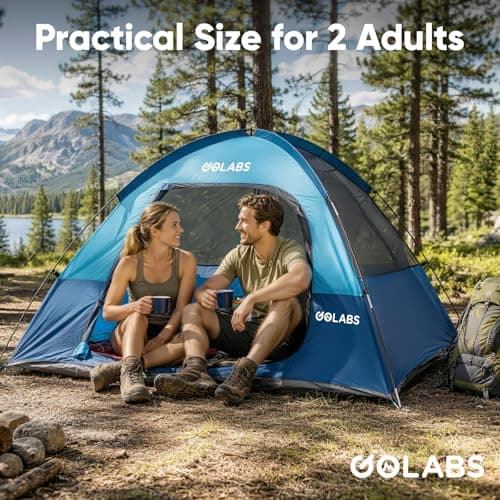 Golabs CT1 2 Person Camping Tent, Easy Set Up in 3 Mins, Waterproof w/Mesh Top & Door with Ventilation, Lightweight 4.4lbs Portable Family Tent with Carry Bag &Interior Storage Pockets &Hook — view 6