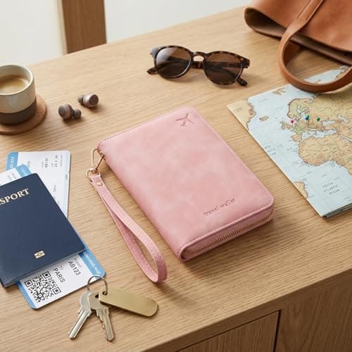 Yuiturt Family Passport Holder, RFID Travel Wallet - Pink — view 6