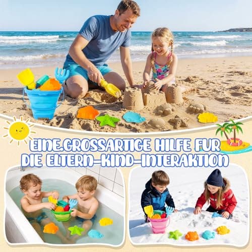 Beach Sand Toys for Kids,12 PCS Collapsible Beach Toys Set and Spade Set with Mesh Bag,Castle&Aninal Moulds ,Travel Beach Essentials for Children,Gardening Beach Outdoor Toys for Boys Girls (Pink) — view 6