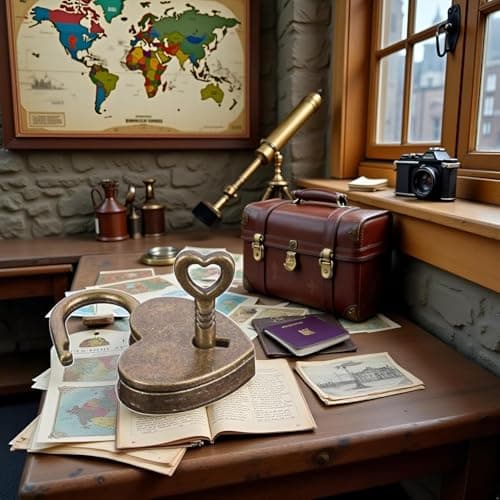 Lock Antique Brass Padlock with Key, 2024 New Vintage Heart Shape Anti-Theft Mini Padlock Bag, Travel Suitcase Luggage Box Case Key Keyed Padlocks Brown Luggage Lock — view 2