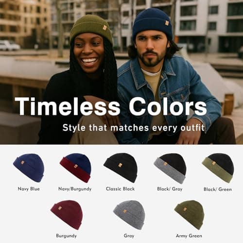 TOP-EX Fisherman Beanie 80% Merino Wool Warm Knit Black & Army Green XL/XXL — view 4