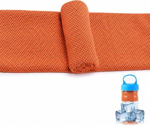 Reusable Microfibre Cooling Towel with Storage Bottle, Orange, 1 Piece