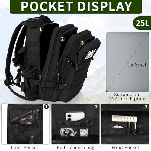 OUUTMEE Military Tactical Backpack 20L/25L/35L/45L, MOLLE Rucksack for Men — view 5