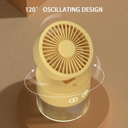 Portable Misting Fan with 3 Speeds & Night Light, 3-in-1 Mini Evaporative Air Cooler with 1800mAh Battery, Foldable Personal Desk Fan & Quiet Mister for Home, Office, Travel & Camping (Yellow) — view 6