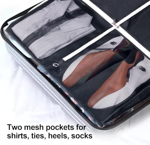 MISSLO 54" Suit Carriers for Men Women Travel Suit Bag Hanging Long Dress Garment Covers for Clothes Storage with 2 Pockets, Black — view 3