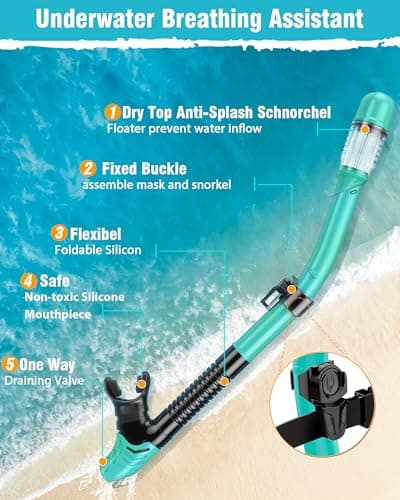 Lealinga Snorkel Set Adults with Flippers, Anti-Fog Snorkel Set — view 3