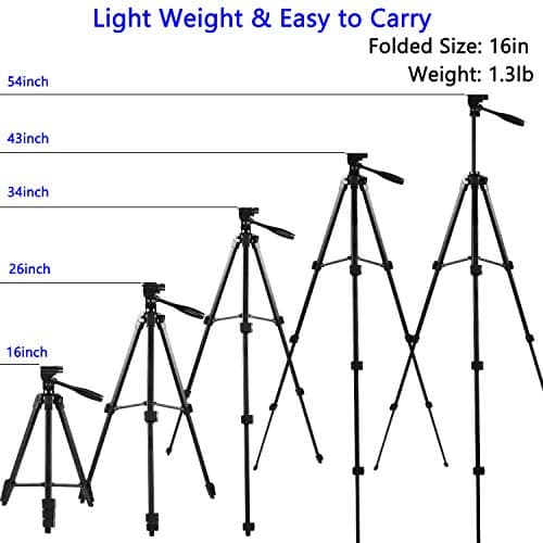 teefeet iPhone Tripod, 54" Lightweight Travel Tripod with Phone Holder Adapter/Remote shutter Remote/Carry Bag for Selfie, Video, Live Stream, Vlogging, Facebook, Tiktok (Black) — view 6