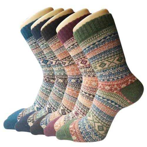 Chalier Finery Ladies Socks Wool Thermal Fluffy Gifts For Women 5 Pairs