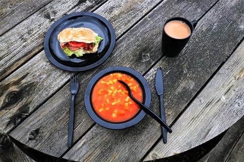 Harfield Yellow Camping Dining Tableware Set - Plate, Bowl, Beaker & Cutlery Reusable Durable Polycarbonate Plastic — view 2